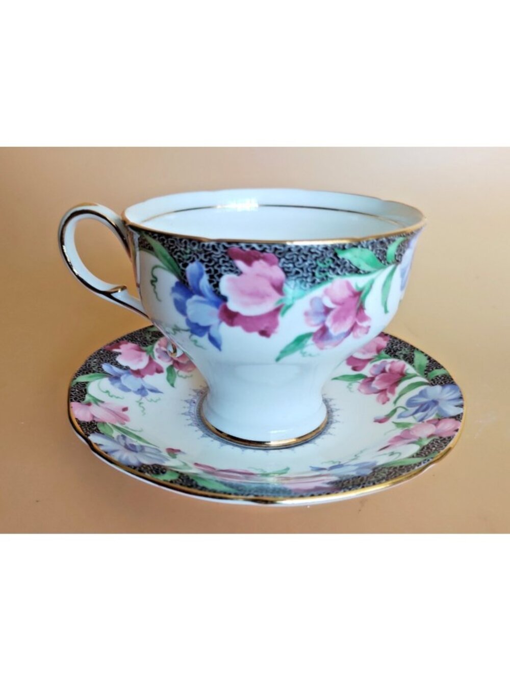 Vintage Paragon Tea Cup & Saucer Set "Sweet Pea" 1960's